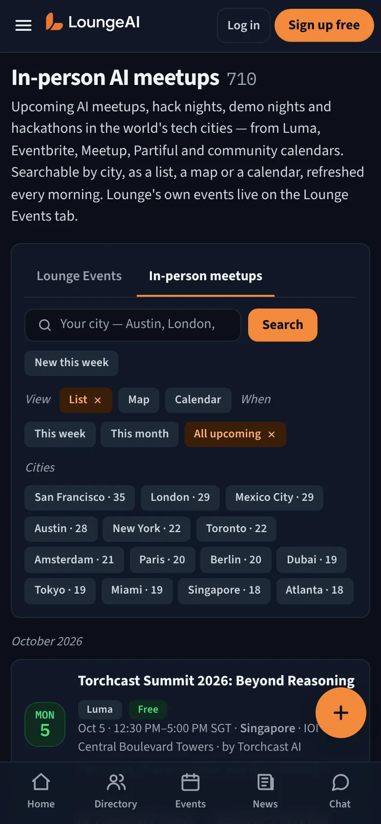 In-person meetups on a phone